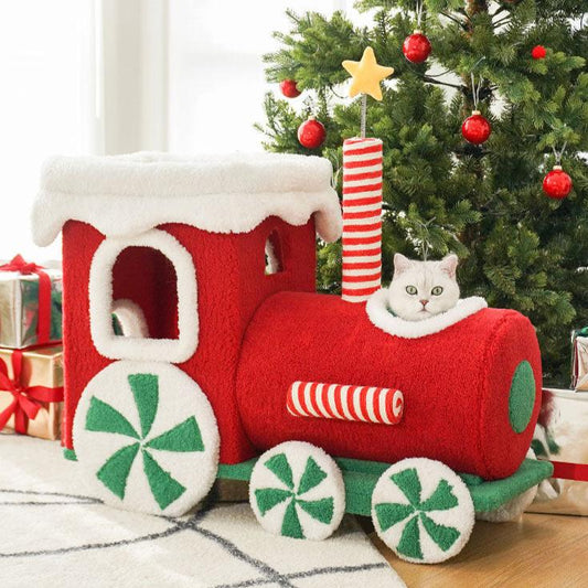 Christmas Train Cat Condo