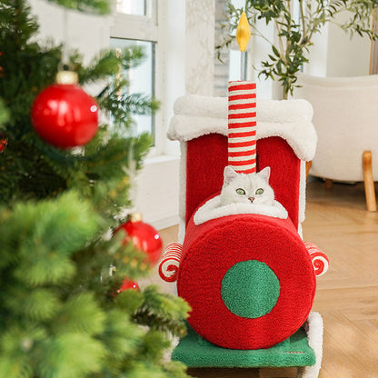 Christmas Train Cat Condo