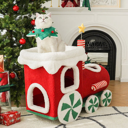 Christmas Train Cat Condo