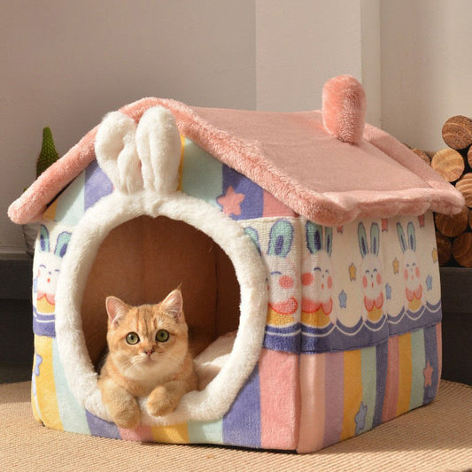 Cartoon Rabbit Ears Warm Enclosed Cat Nest Cat House