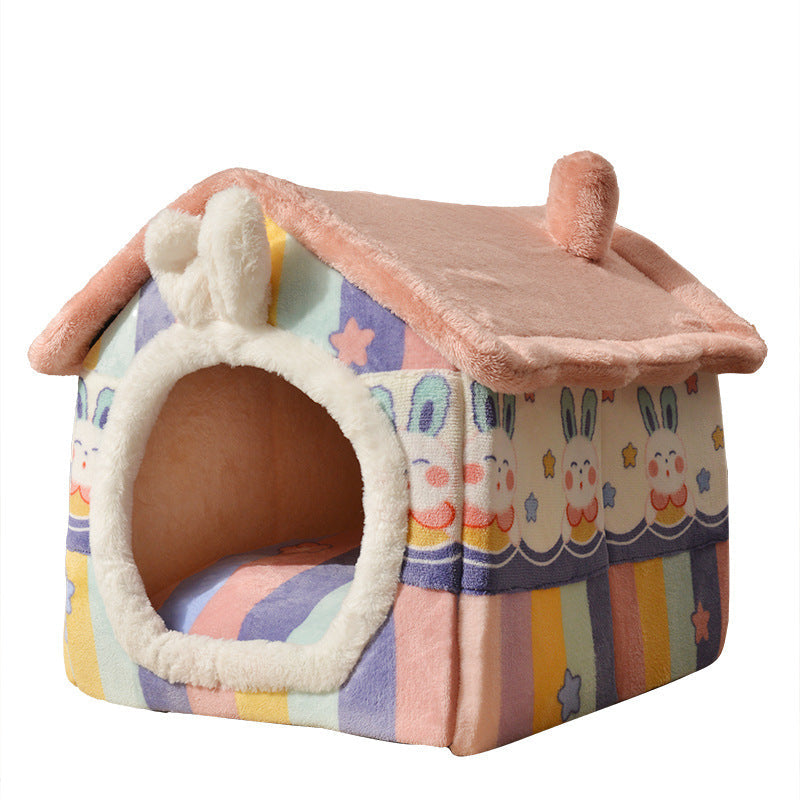 Cartoon Rabbit Ears Warm Enclosed Cat Nest Cat House