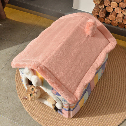 Cartoon Rabbit Ears Warm Enclosed Cat Nest Cat House