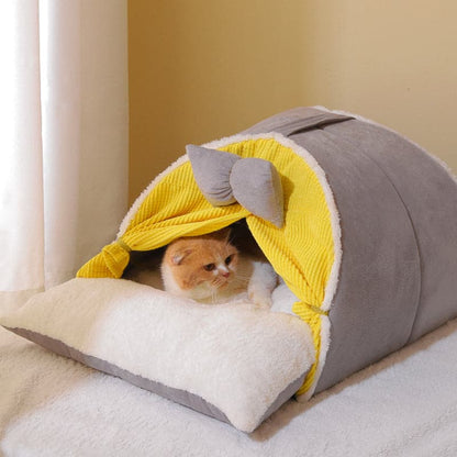 Covered Cat Beds Yellow / Brown