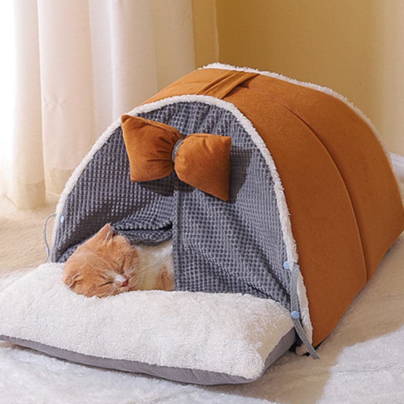 Covered Cat Beds Yellow / Brown