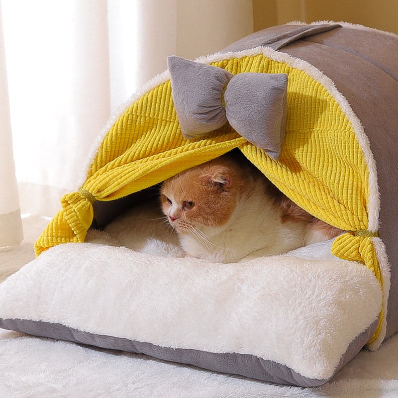 Covered Cat Beds Yellow / Brown