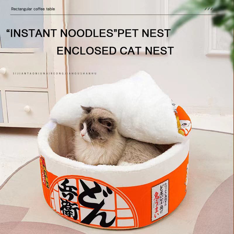 Instant Noodle Barrel Ramen Bowl Pet Litter Round Cat Nest