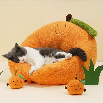 Orange / Frog Cuddler Cat Beds Orange / Green