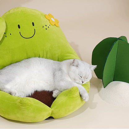 Orange / Frog Cuddler Cat Beds Orange / Green