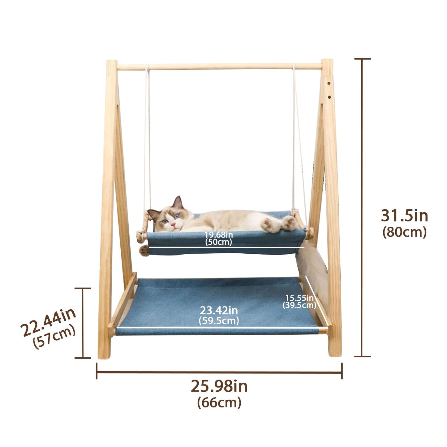 Solid Wood Cat Hammock Double Layer Shaker Cat Nest