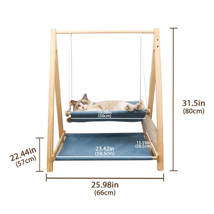 Solid Wood Cat Hammock Double Layer Shaker Cat Nest