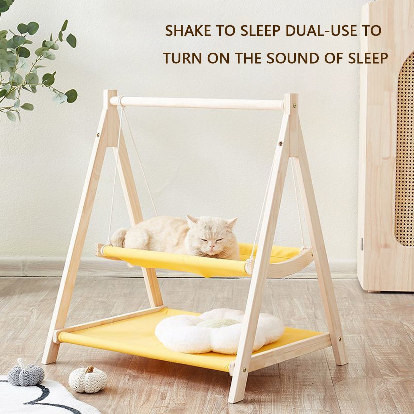 Solid Wood Cat Hammock Double Layer Shaker Cat Nest