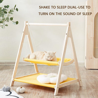 Solid Wood Cat Hammock Double Layer Shaker Cat Nest