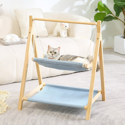 Solid Wood Cat Hammock Double Layer Shaker Cat Nest