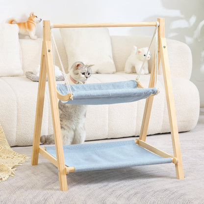 Solid Wood Cat Hammock Double Layer Shaker Cat Nest