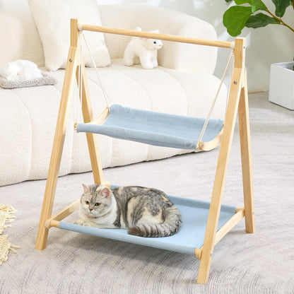 Solid Wood Cat Hammock Double Layer Shaker Cat Nest