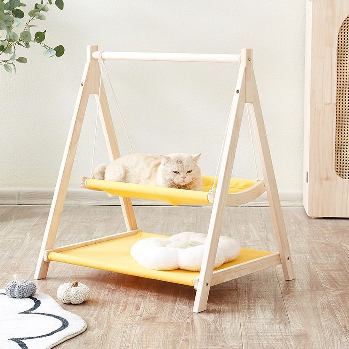 Solid Wood Cat Hammock Double Layer Shaker Cat Nest