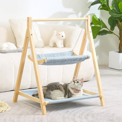 Solid Wood Cat Hammock Double Layer Shaker Cat Nest